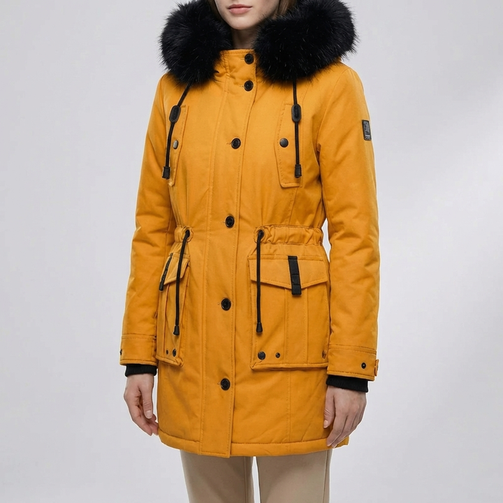 Chaqueta Aislada con Capucha Media Larga para Mujeres