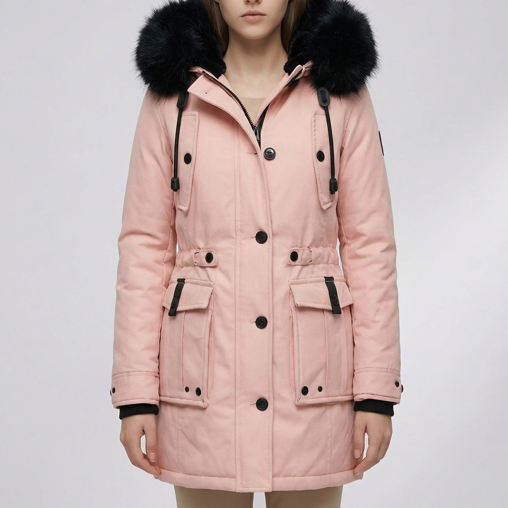 Chaqueta Aislada con Capucha Media Larga para Mujeres