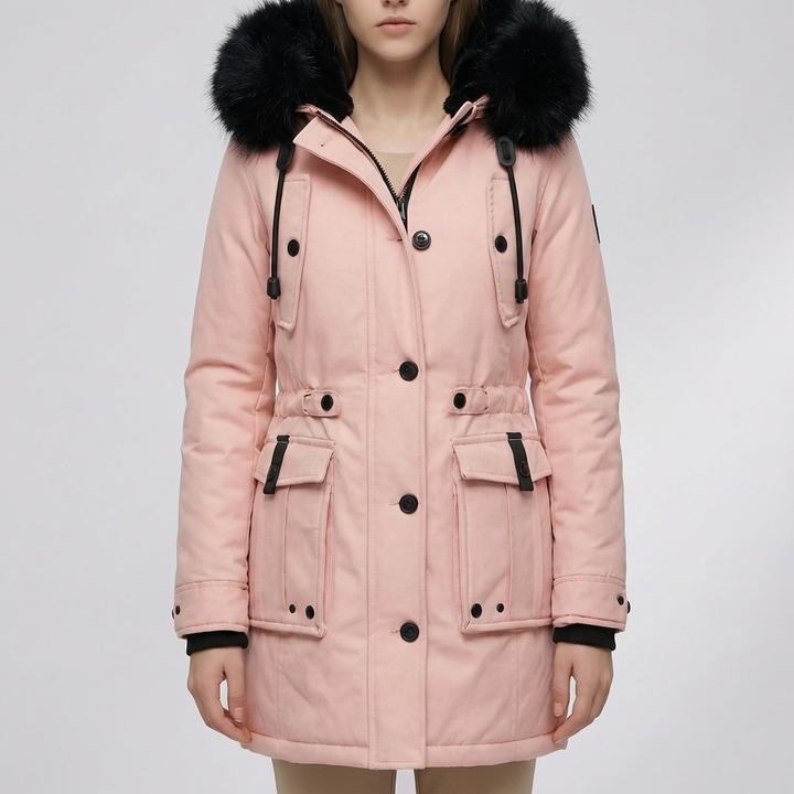 Chaqueta Aislada con Capucha Media Larga para Mujeres