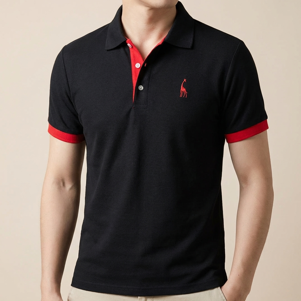 Camisa Polo de Algodón con Cuello Stand para Hombres