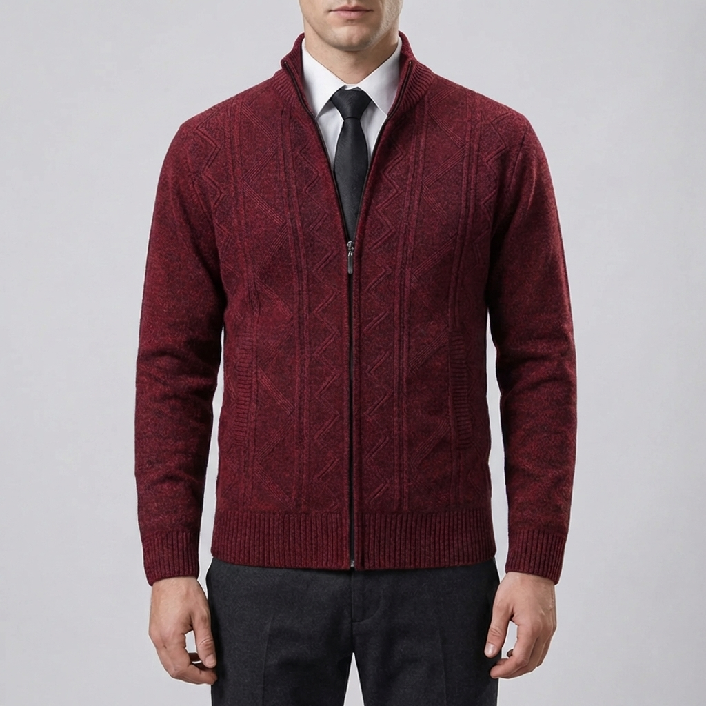 Cardigan de Punto Texturizado con Cremallera