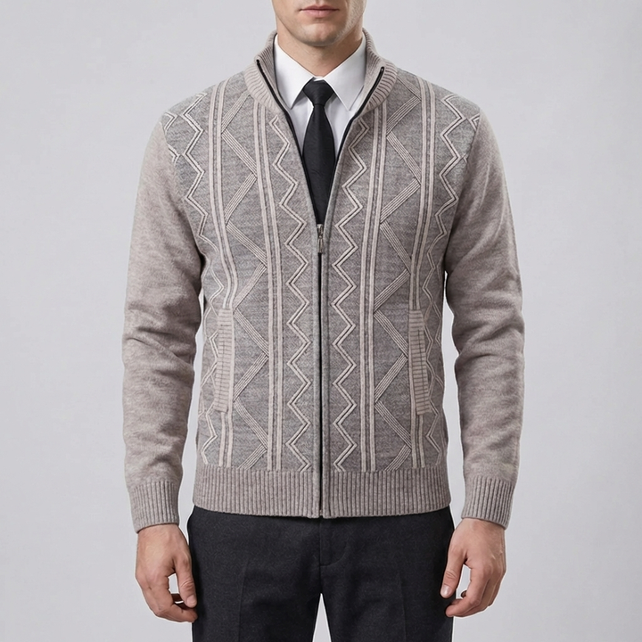 Cardigan de Punto Texturizado con Cremallera