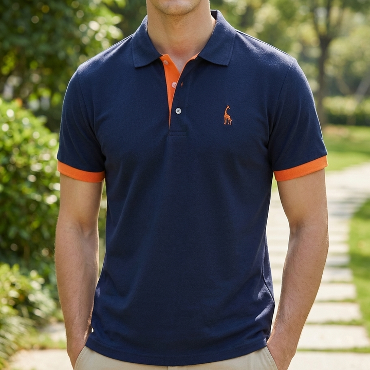 Camisa Polo de Algodón con Cuello Stand para Hombres
