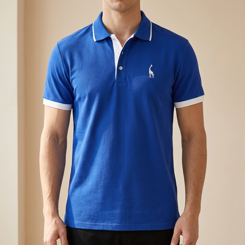 Camisa Polo de Algodón con Cuello Stand para Hombres