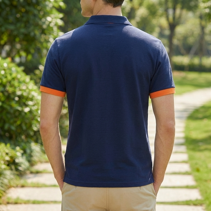 Camisa Polo de Algodón con Cuello Stand para Hombres