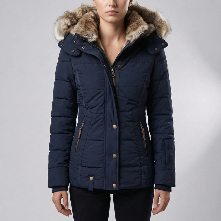Parka Acolchada Ajustada con Capucha