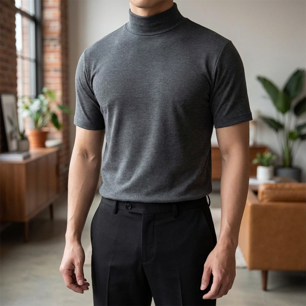 Camisa de Cuello Alto Transpirable para Hombres
