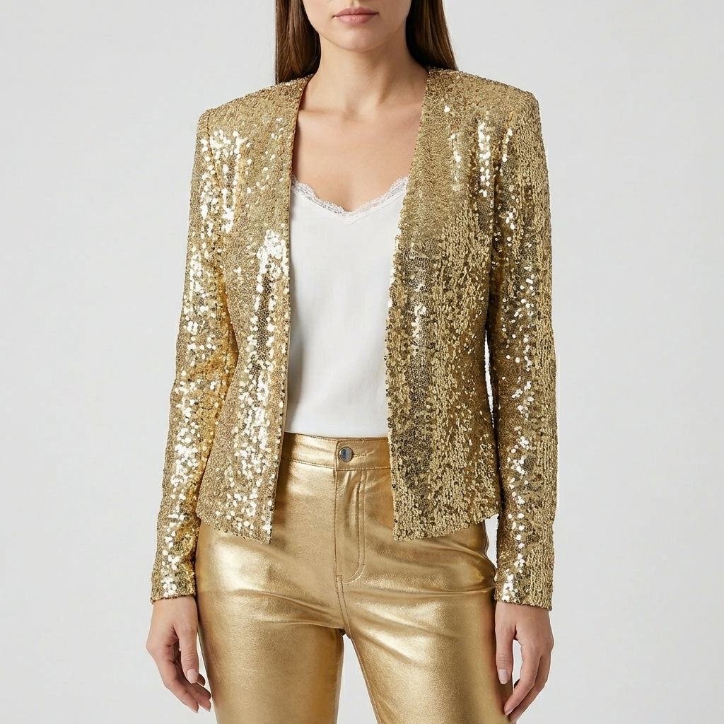 Chaqueta Abierta Con Brillantes