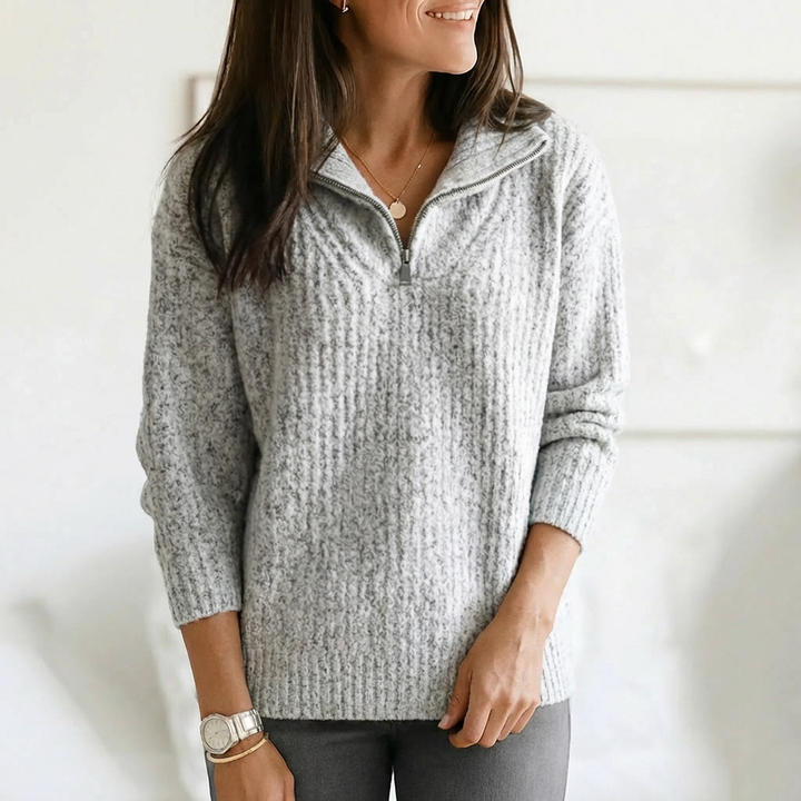 Pullover de Cuello Alto con Media Cremallera