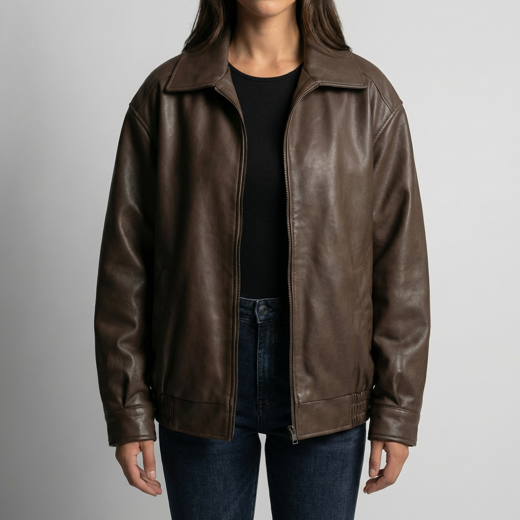 Chaqueta Bomber con Cremallera Grande