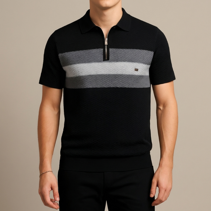 Camisa Polo Diseño de Punto a Rayas para Hombres