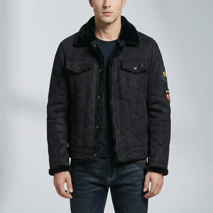 Chaqueta Moto Acabado Suede Con Forro De Polar
