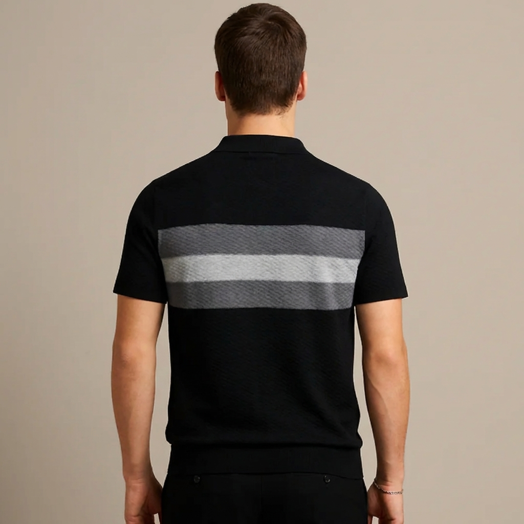 Camisa Polo Diseño de Punto a Rayas para Hombres