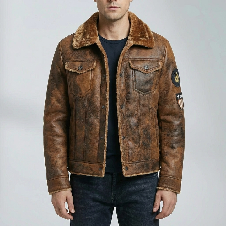 Chaqueta Moto Acabado Suede Con Forro De Polar
