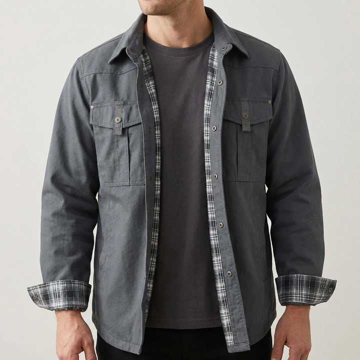 Chaqueta de Flanela a Cuadros Vintage para Hombres