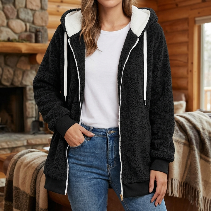 Chaqueta con Capucha de Peluche para Mujeres