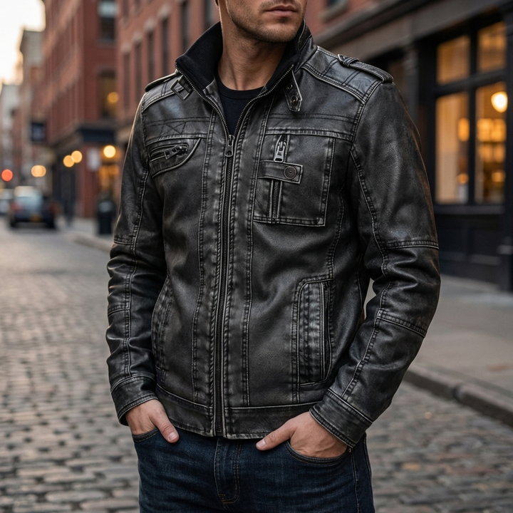 Chaqueta de Cuero Negra para Hombres