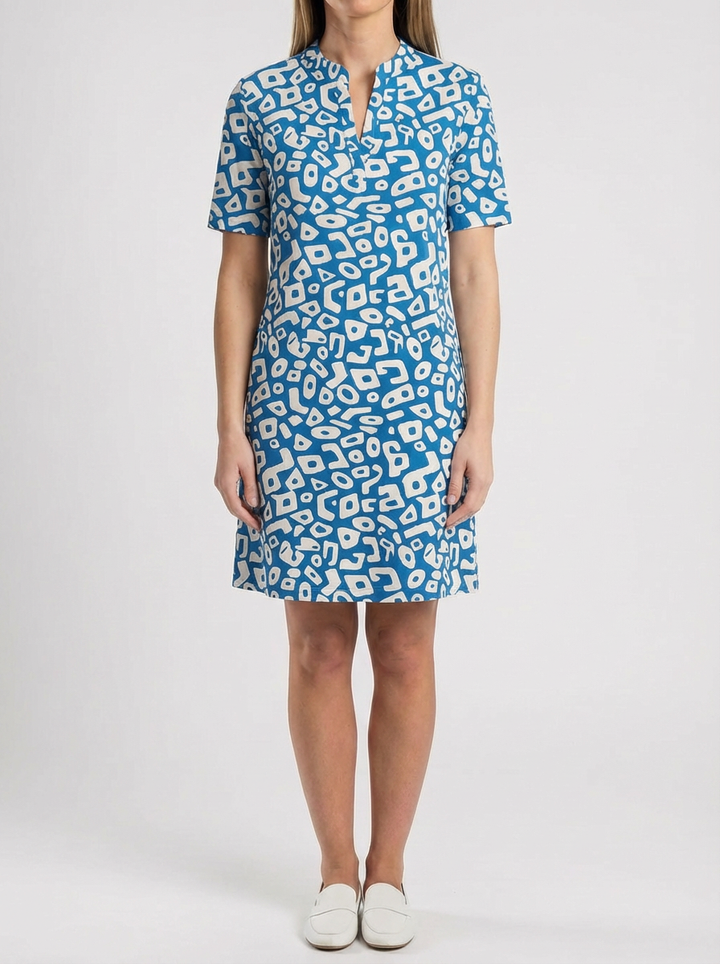 Vestido Mini A-Linea con Estampado Abstracto