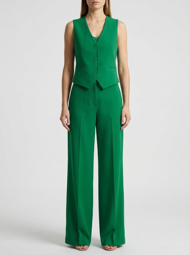 Conjunto de Chaleco Sin Mangas y Pantalón Ancho