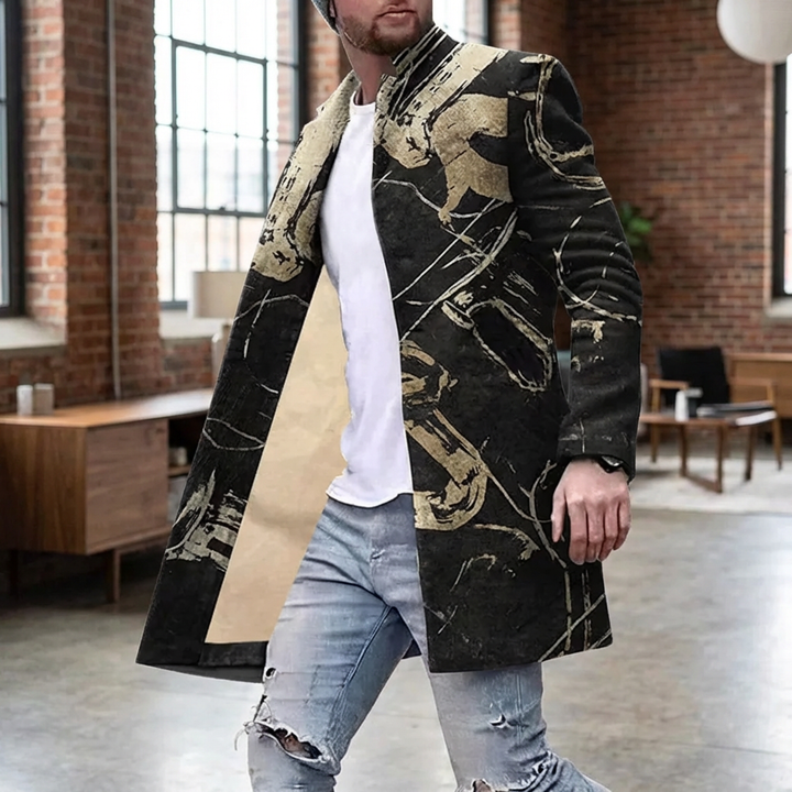 Abrigo Estampado Calle – Chaqueta Casual y Ajustable para Hombre
