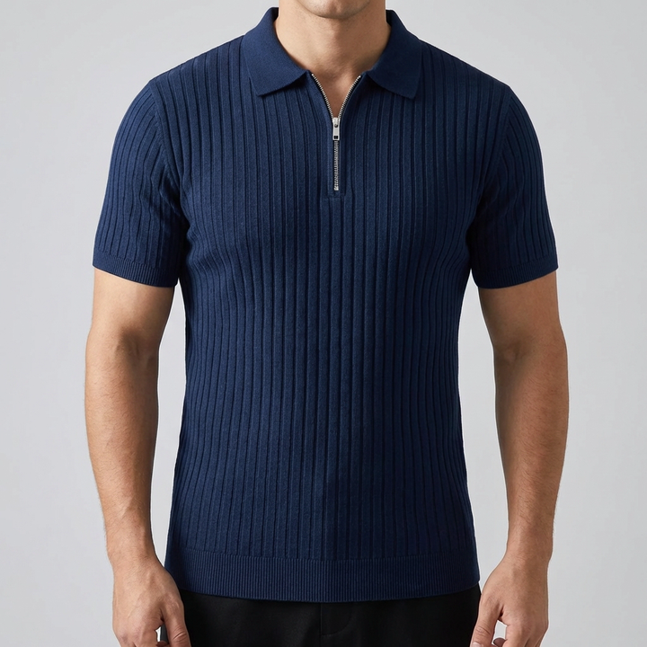Camisa Polo para Hombre - Ajuste Musculoso con Cremallera