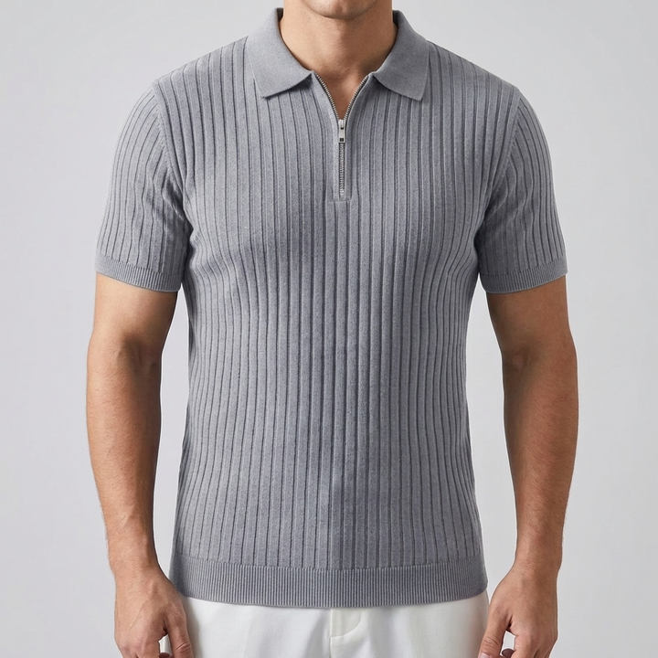 Camisa Polo para Hombre - Ajuste Musculoso con Cremallera