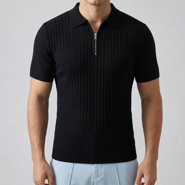 Camisa Polo para Hombre - Ajuste Musculoso con Cremallera