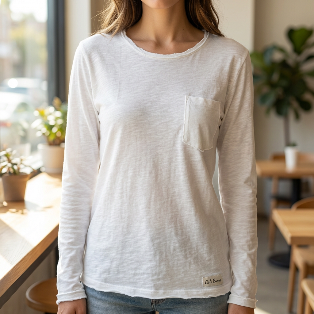 Top de Manga Larga de Algodón Vintage para Mujeres