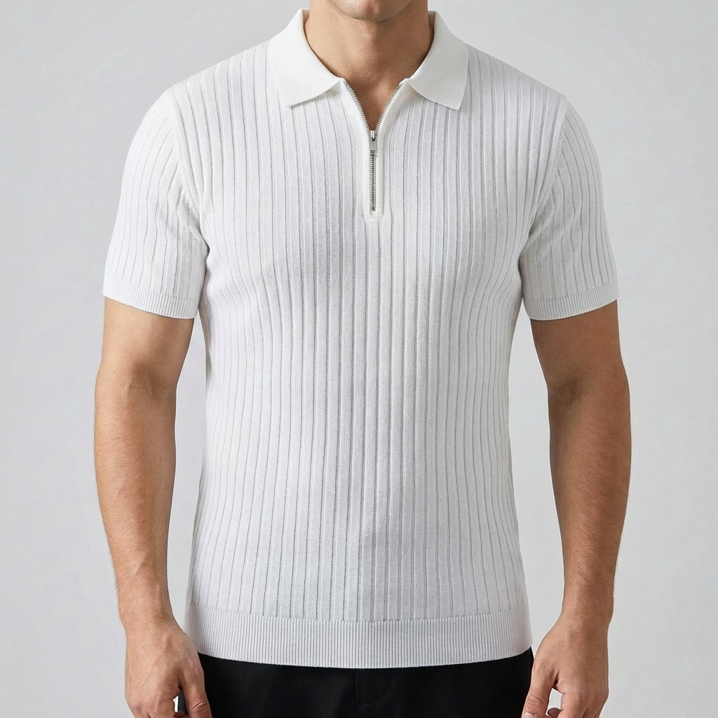 Camisa Polo para Hombre - Ajuste Musculoso con Cremallera
