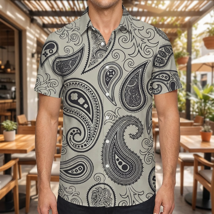 Estilo de Imprenta - Camisa Casual de Manga Corta para Hombres