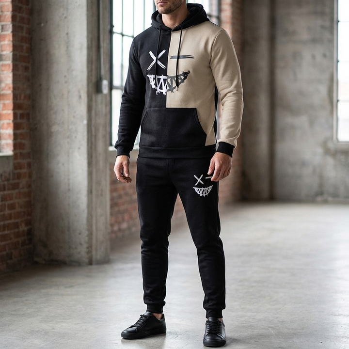 Conjunto de Sudadera Gráfica y Pantalones Jogger para Hombres