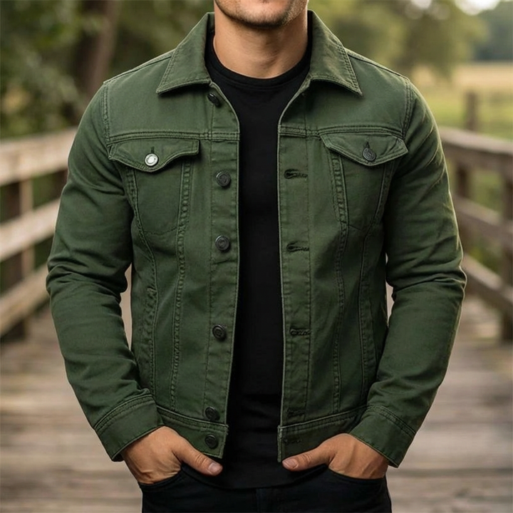 Chaqueta de Denim Sólida Casual para Hombres