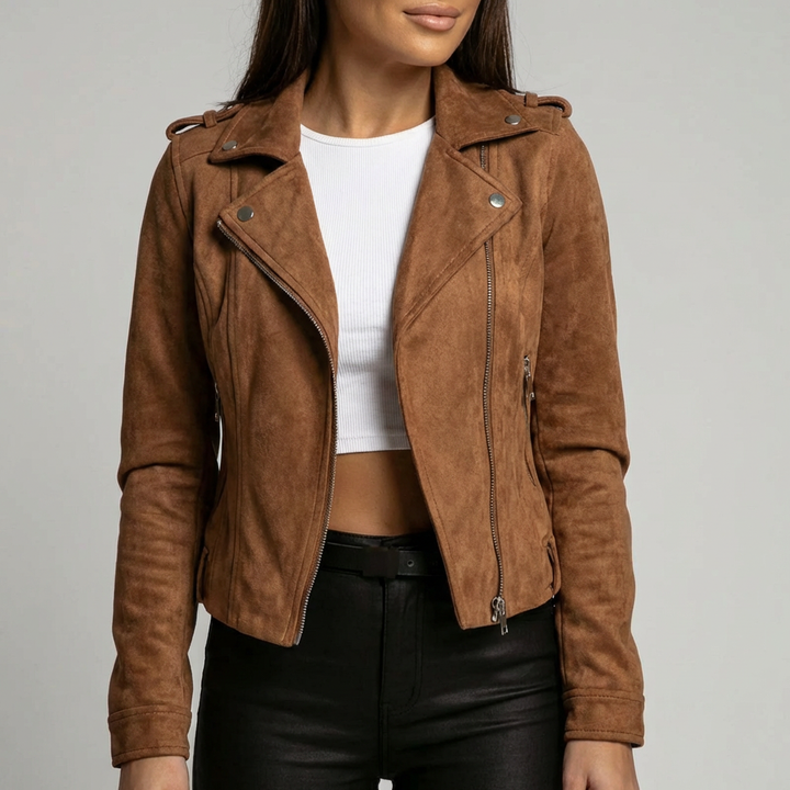 Chaqueta de Cuero Corta Trendy para Mujeres