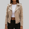 Chaqueta de Cuero Corta Trendy para Mujeres