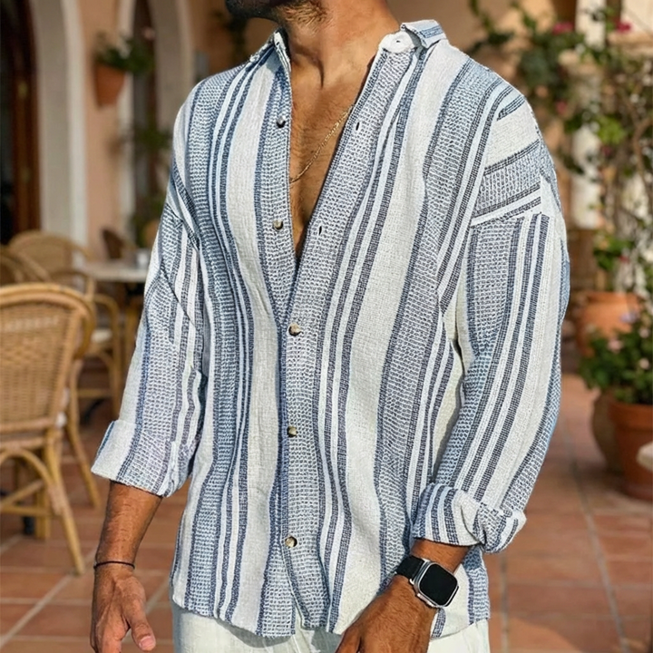 Camisa a Rayas de Manga Larga para Hombres