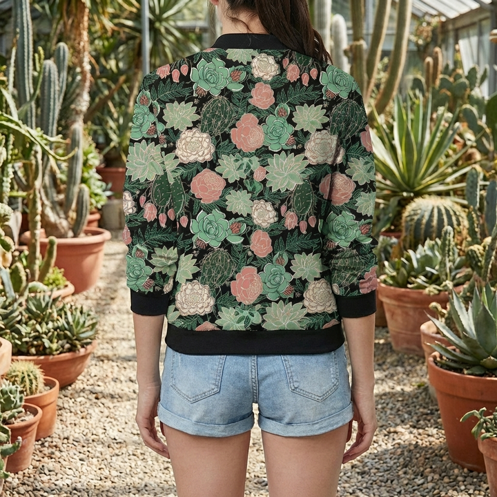 Diseño Floral con Chaqueta Impresa para Mujeres
