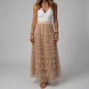 Falda Maxi de Tul con Cintura Elástica para Mujeres