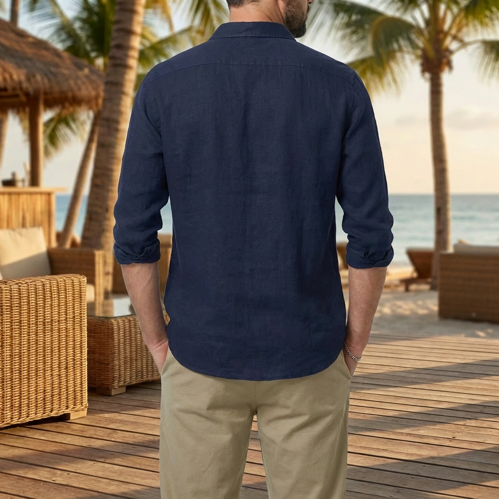 Camisa Vintage con Cuello Caído para Hombres