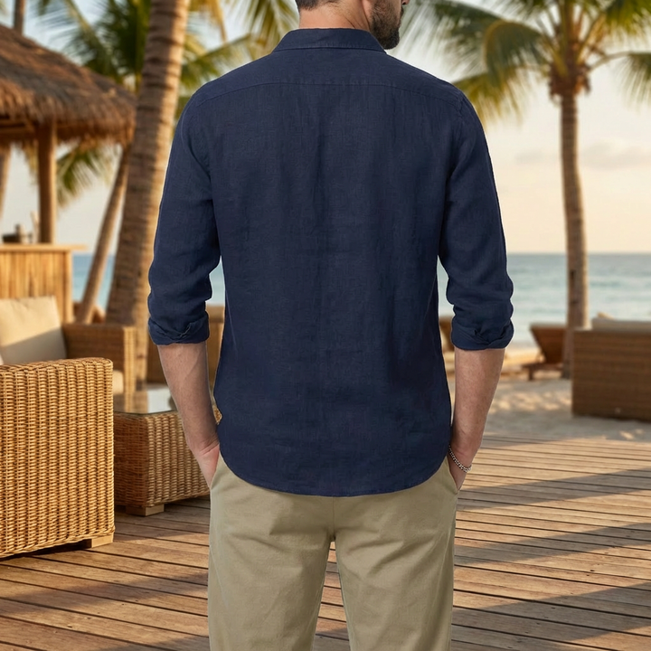 Camisa Vintage con Cuello Caído para Hombres