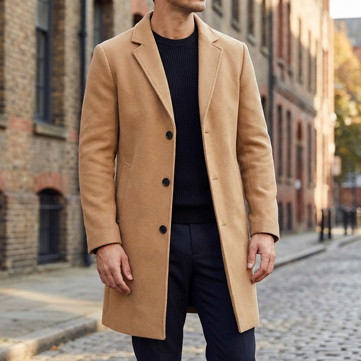 Abrigo Largo de Invierno para Hombre con Solapa