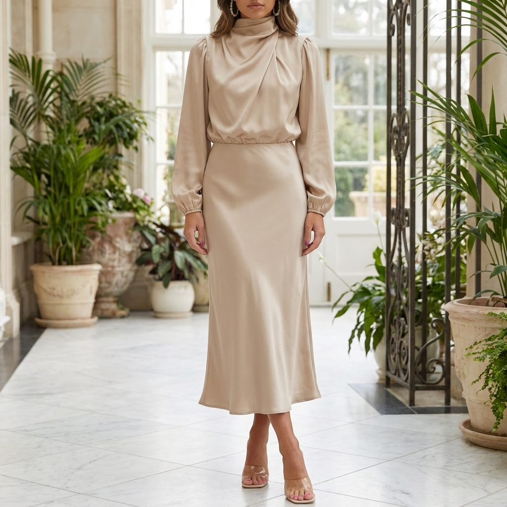 Vestido de Noche de Satén Elegante para Mujeres