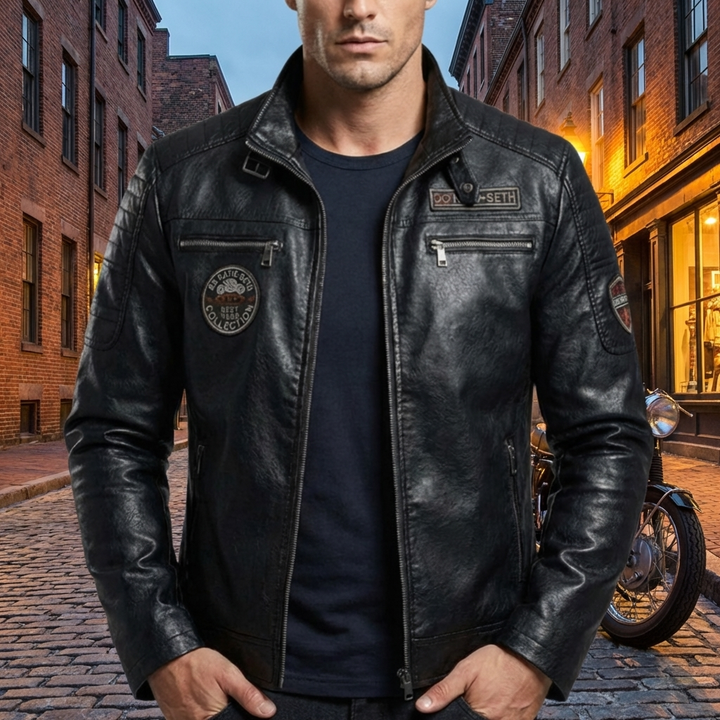 Chaqueta de Cuero para Hombres Estilo Audaz Borde Timeless