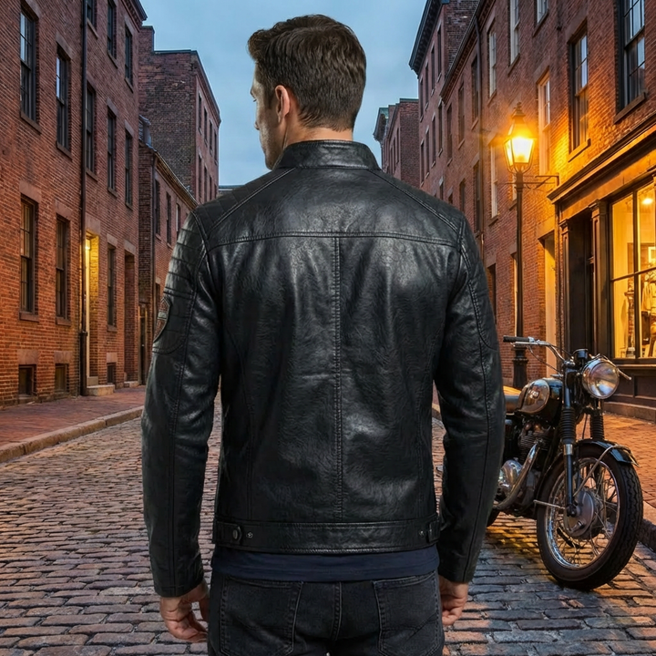 Chaqueta de Cuero para Hombres Estilo Audaz Borde Timeless