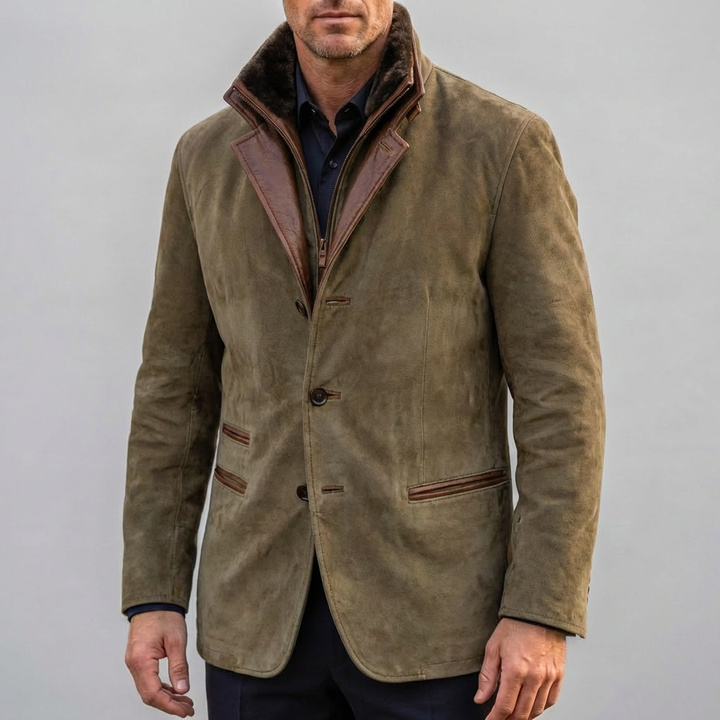 Chaqueta de Cuello Contrastante Retro para Hombres