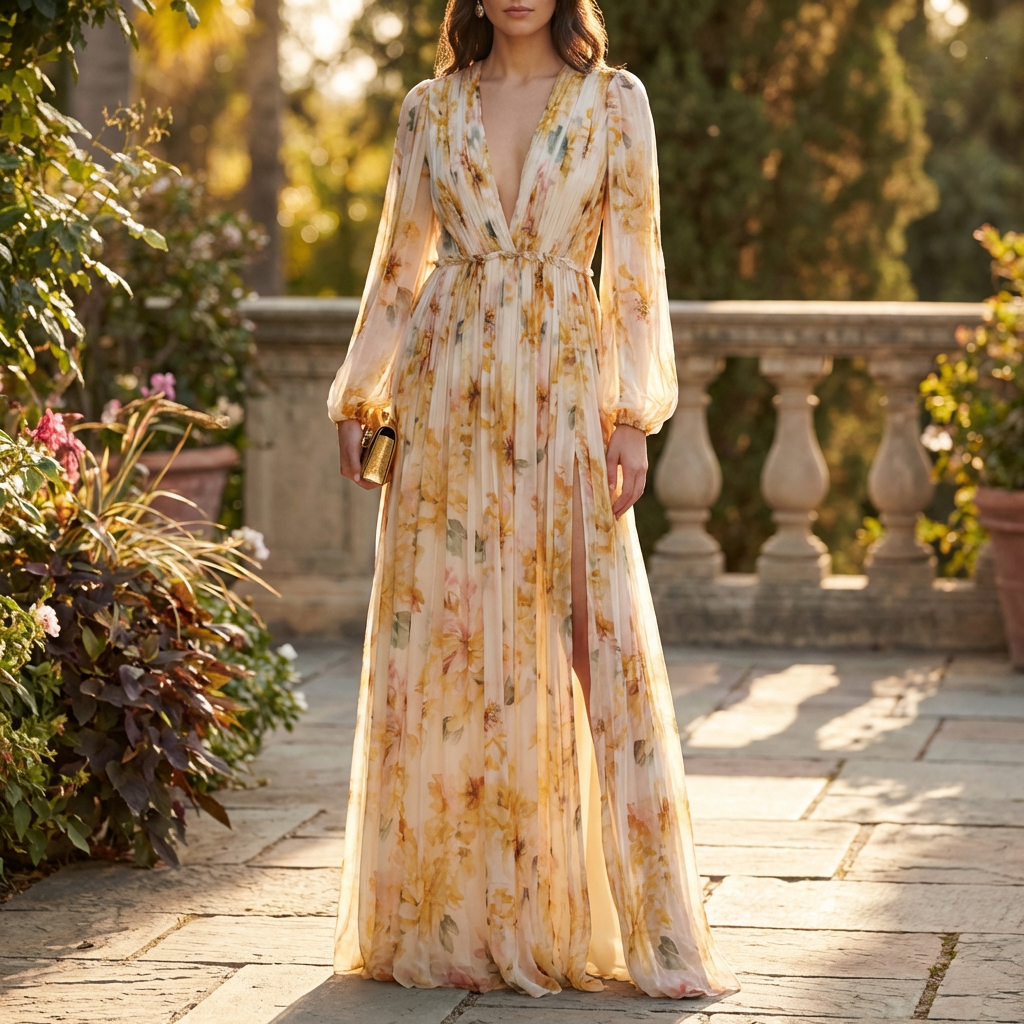 Vestido Midi Prom de Seda y Lino Elegante para Mujeres