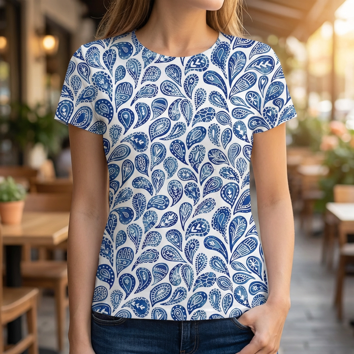 Camiseta Impresa Casual Cuello Redondo para Mujeres
