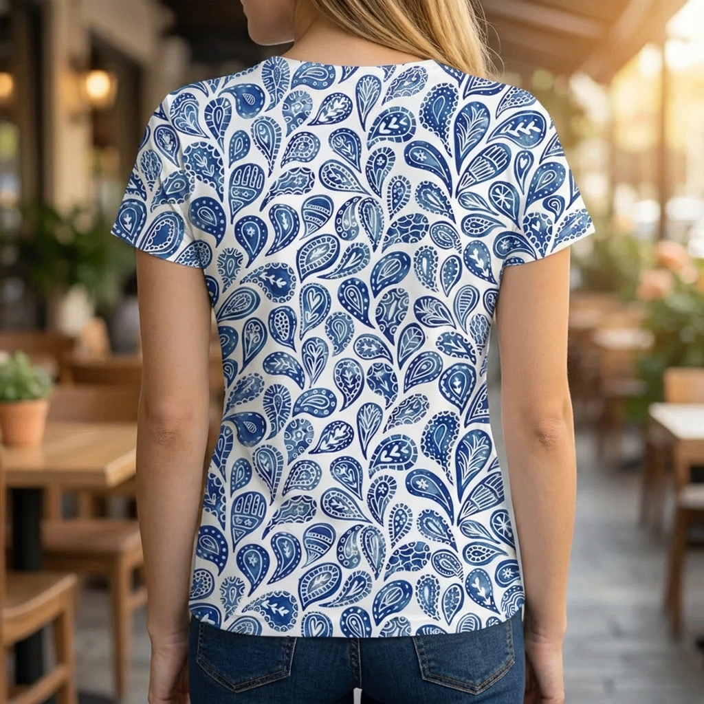 Camiseta Impresa Casual Cuello Redondo para Mujeres