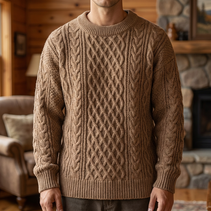 Suéter de Invierno de Punto de Color Sólido para Hombres
