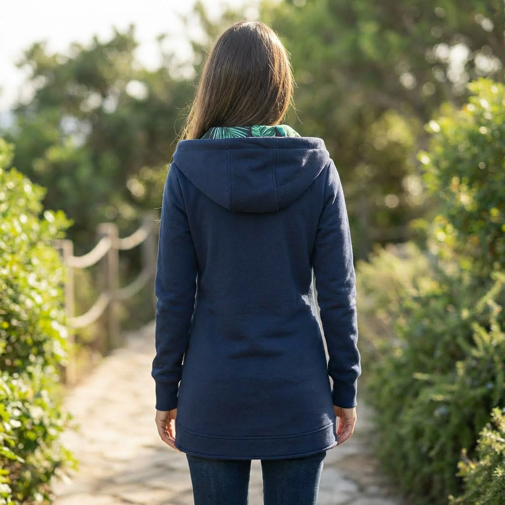 Chaqueta Con Capucha Con Cremallera Estilosa Para Mujeres
