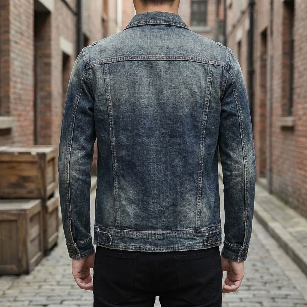 Bolsillos de Pecho - Chaqueta de Denim Clásica para Hombres